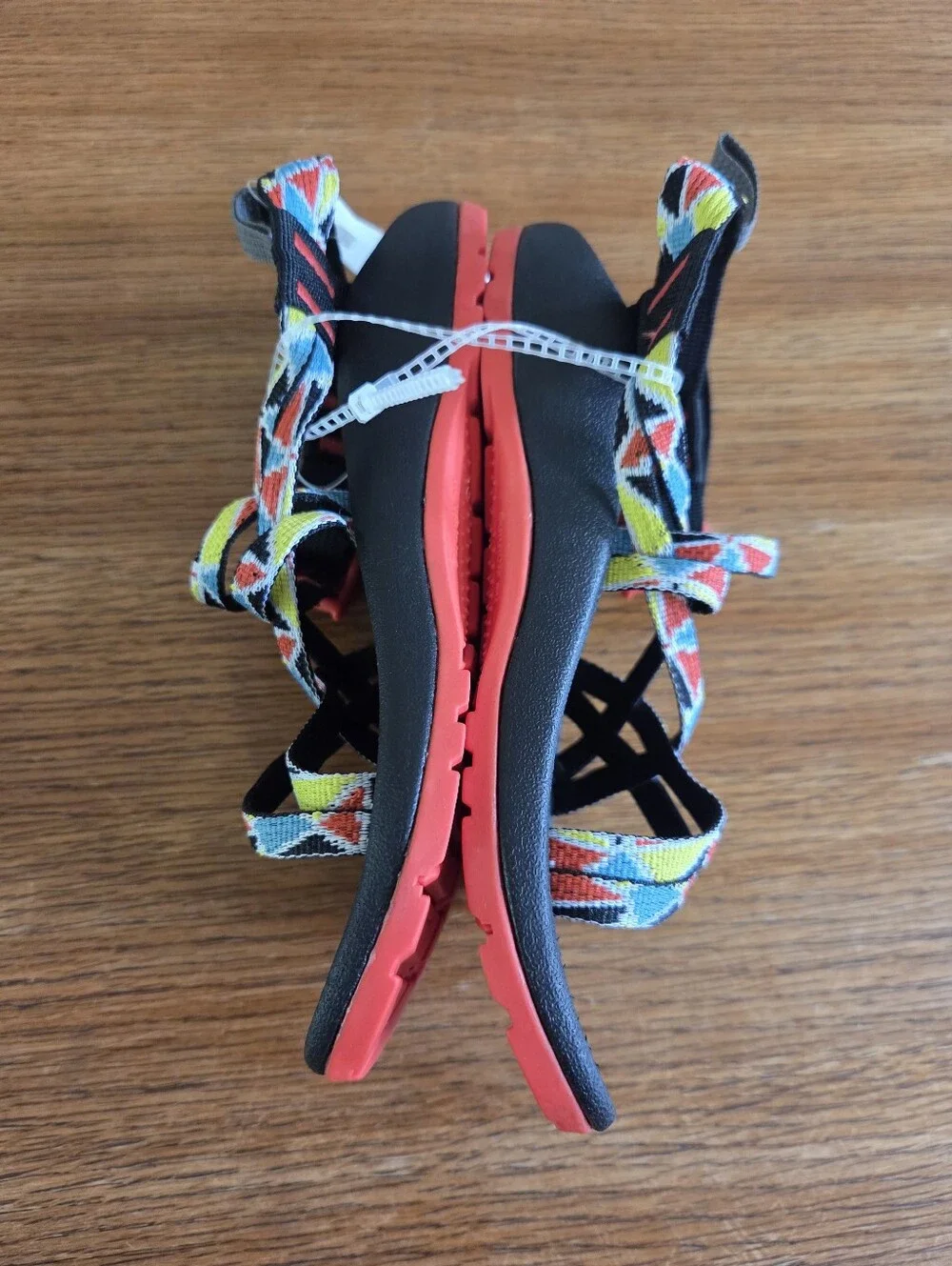 NWOT Chaco Kids ZX/1 Ecotread Sandal Size 2 Blue Yellow Red Black Geometric